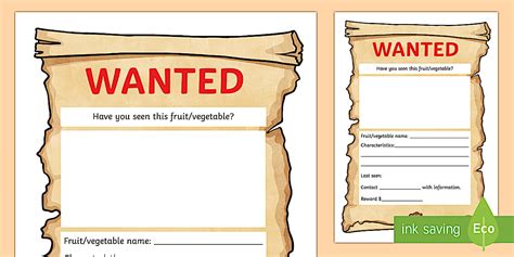 Fruit and Vegetables Themed Wanted Poster Display Poster - Fruit and