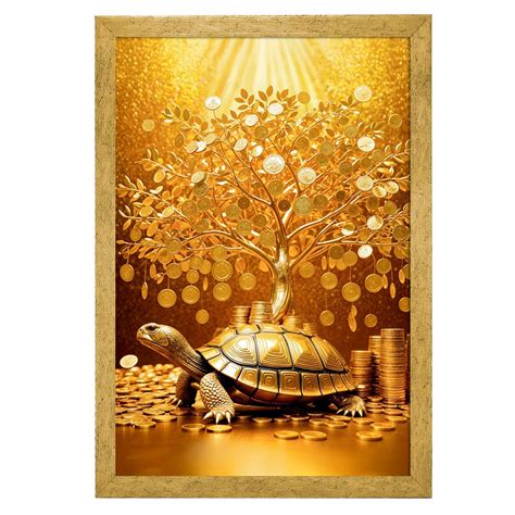 ArtX Paper Money Tree Painting For Vastu, Golden Money Tree Frame For ...