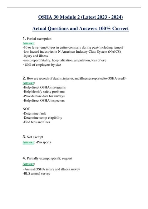 OSHA 30 Module 2 (Latest ) Actual Questions and Answers 100% Correct ...