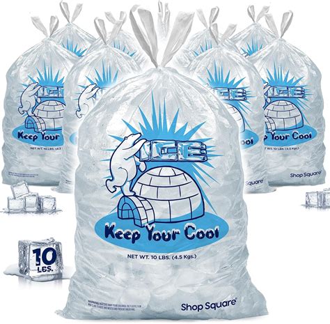 Shop Square Plastic Ice Bags 10 lb. with Drawstring - 100 Pack Reusable ...