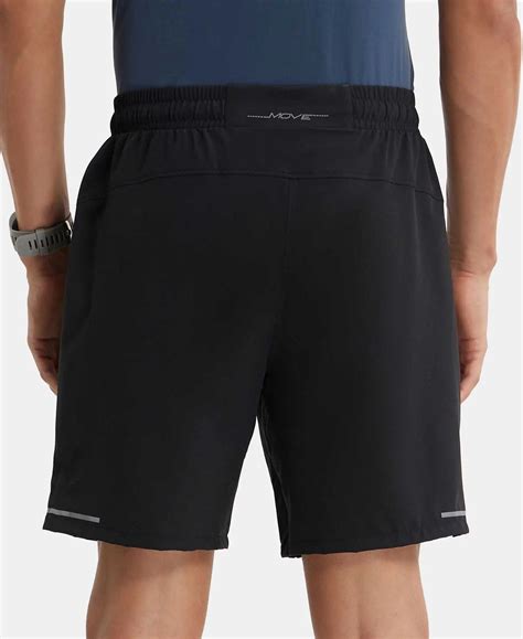 Buy Recycled Microfiber Elastane Stretch Solid Shorts with Zipper ...