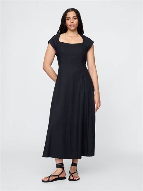 Linen-Blend Cap-Sleeve Maxi Dress | Gap