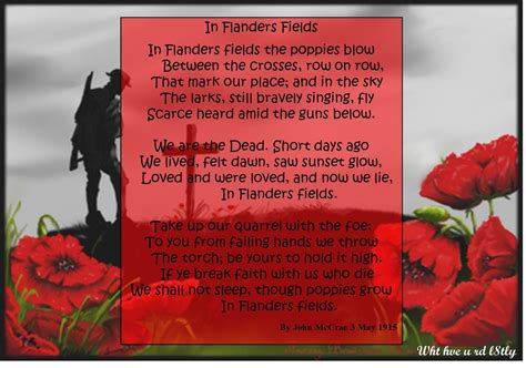In Flanders Fields Poem Printable - Printable Word Searches