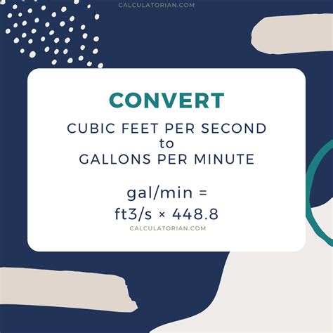 Convert From Cubic Feet Per Second To Gallons Per Minute