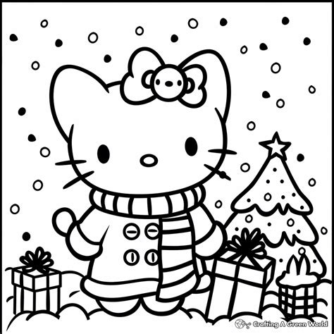 Hello Kitty Printable Christmas Coloring Pages