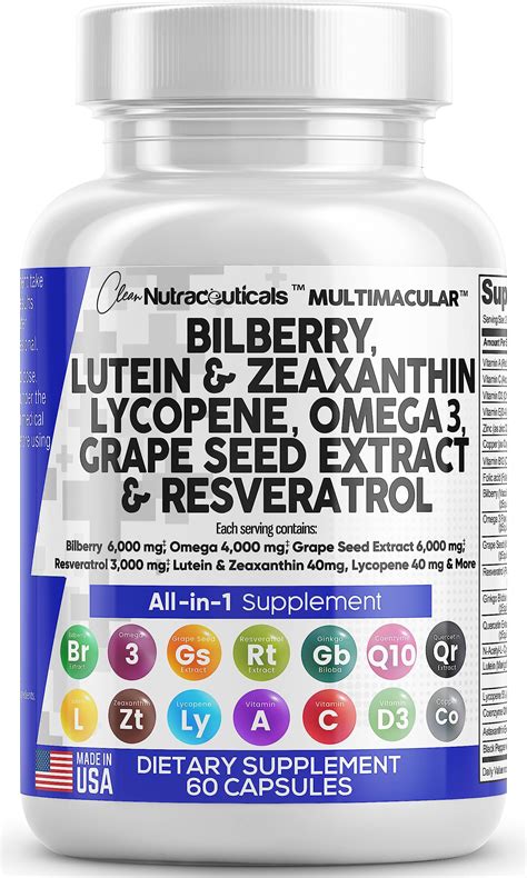 Buy Eye s with Bilberry 6000mg Lutein & Zeaxanthin 40mg Lycopene 40mg ...