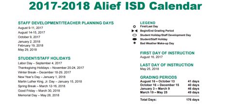 Mahanay Elementary School - School District Instructional Calendar ...