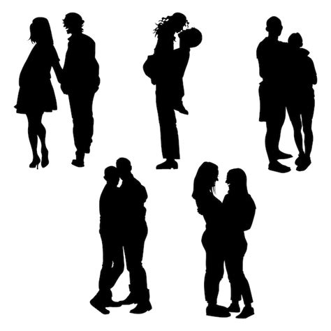 Hand getrokken paar silhouet illustratie | Gratis Vector