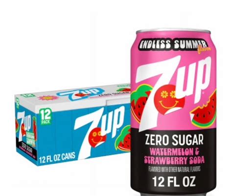 7UP Watermelon Strawberry Soda, 12 Pack, 12 Fl Oz Cans, Fruity ...