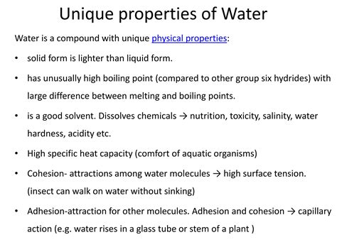Chemistry of Water_unique properties of water | PDF