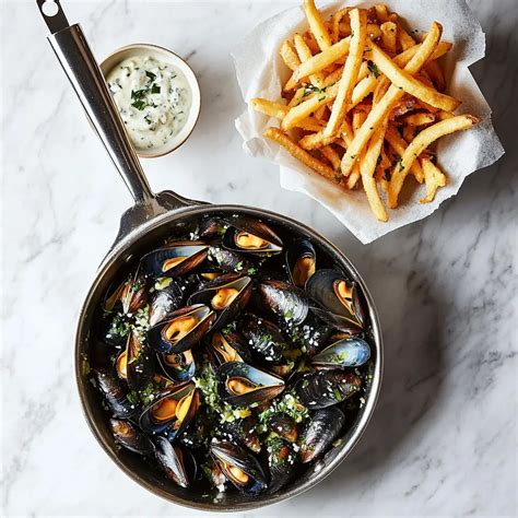 Moules-Frites Recipe with Lemon-Herb Aioli: Easy Belgian Bistro
