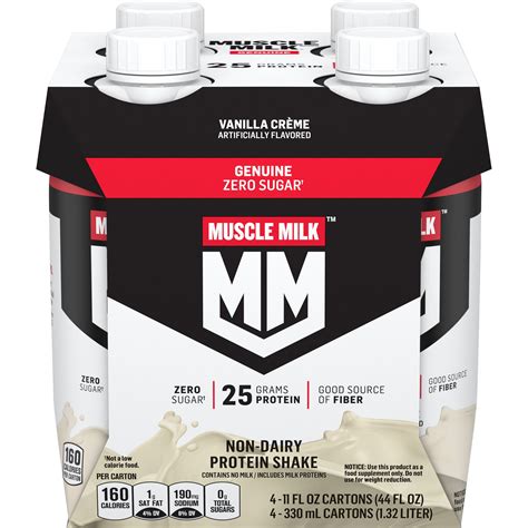 Muscle Milk Genuine Protein Shake, Vanilla Creme, 11 fl oz Carton, 4 Pk ...