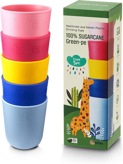DulceWorlds SUGARCANE Kids Cups 10 oz - 5 Pack, USDA & LFGB India | Ubuy