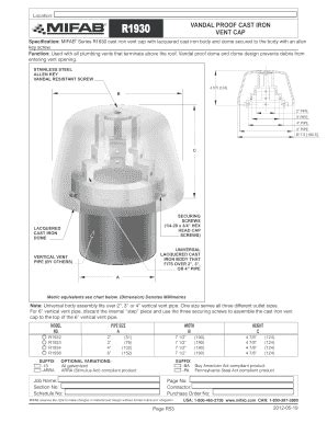 Fillable Online VANDAL PROOF CAST IRON VENT CAP - Mifab Fax Email Print ...