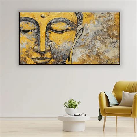 Golden Serenity Buddha Canvas Painting With Frame – Wall Cry