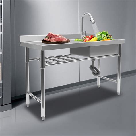 1 Compartment Kitchen Sink Prep Table With 360°Faucet Commercial Stainless Steel - Walmart.com