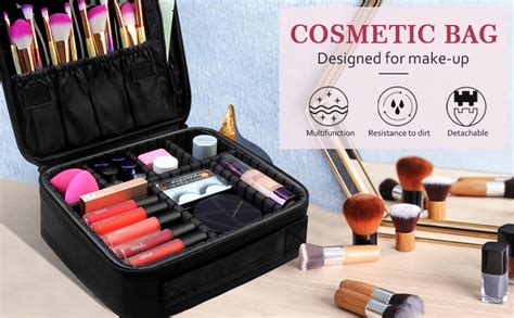 House of Quirk Makeup Cosmetic Storage Case with Adjustable Compartment ...