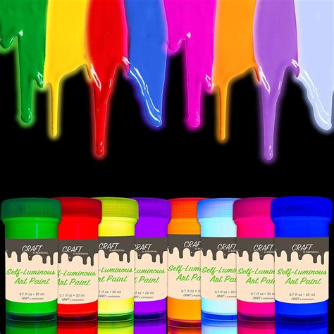 individuall Craft Glow in The Dark Paint - Set of 8 Self-Luminous ...
