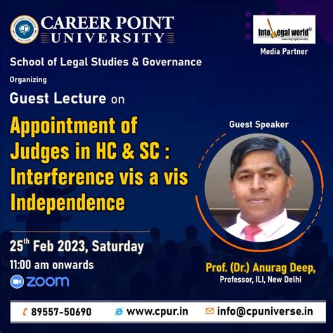 E-GUEST LECTURE ON ‘APPOINTMENT OF JUDGES IN HC AND SC : INTERFERENCE ...