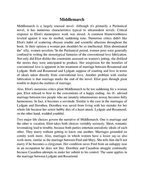 Middlemarch - Middlemarch Middlemarch is a largely unusual novel ...