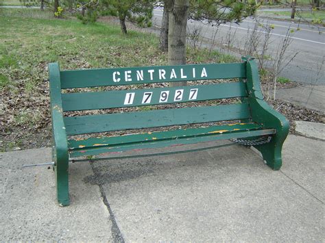 Bench in the center of Centralia | The Zip code, 17927, was … | Flickr