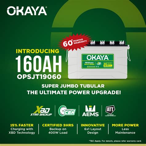 Buy Okaya 160Ah Inverter Battery – 60 Months Warranty | OKAYA