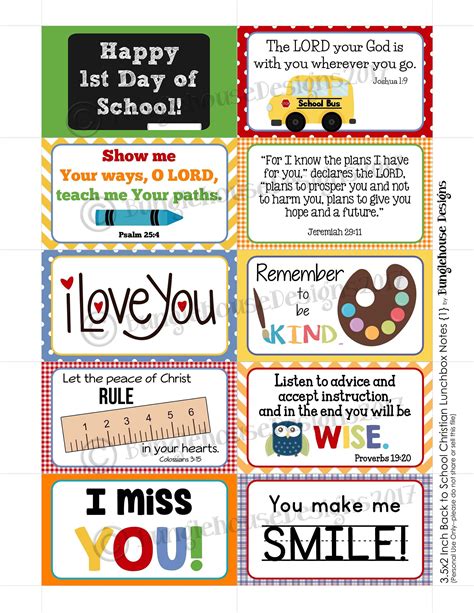 Lunch Box Printable Notes - Printable Free Templates