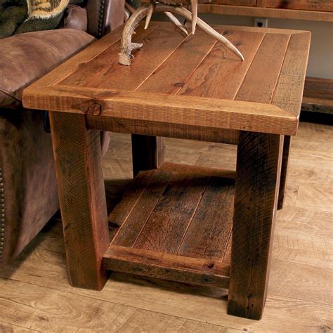 Rustic Old Sawmill Timber Frame End Table