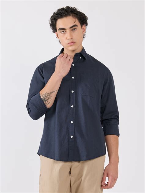 Taloko - Relaxed Linen Shirt - Navy Blue – Espanshe