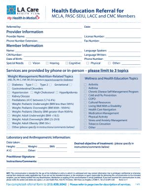 Fillable Online Health Education Referral Form. Referral Form Fax Email ...