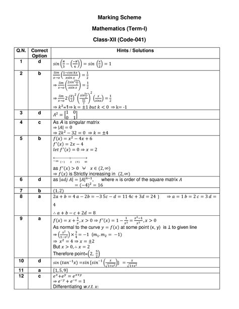 Maths-MS - Marking Scheme Mathematics (Term-I) Class-XII (Code-041) Q ...