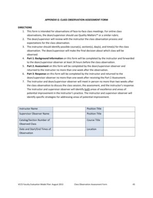Class Observation Assessment Form - Blank Fillable Template | Fill Out ...