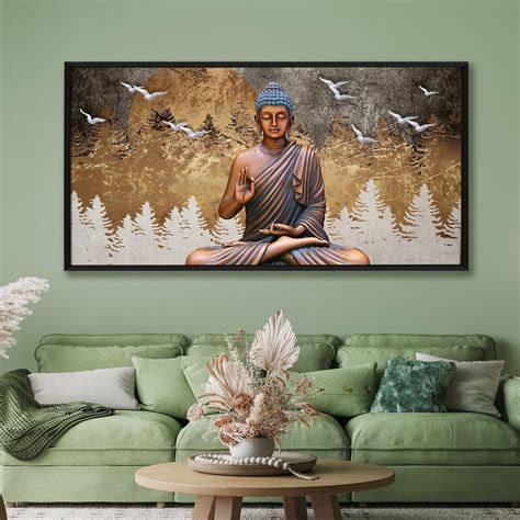 Serene Retreat: Lord Buddha Wall Art Paintings for Bedroom Decor ...