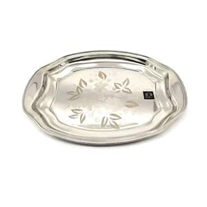 NYRA® Stainless Steel Laser Print Design Serving Tray (1) : Amazon.in ...