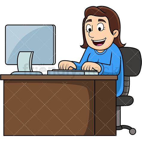 Woman Working On Computer Cartoon 的图像结果
