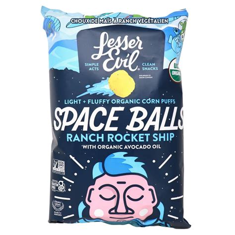 Lesser Evil Organic Corn Puffs Space Balls Vegan Ranch at NaturaMarket