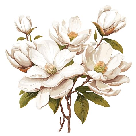 Premium Vector | White magnolias floral illustration