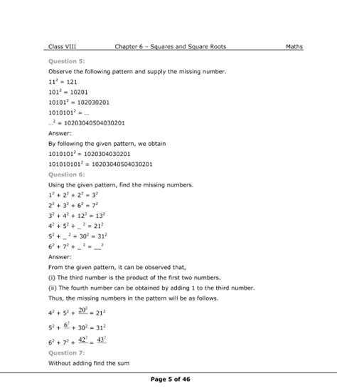 NCERT Solutions for Class 8 Maths Chapter 6 Squares and Square Roots ...