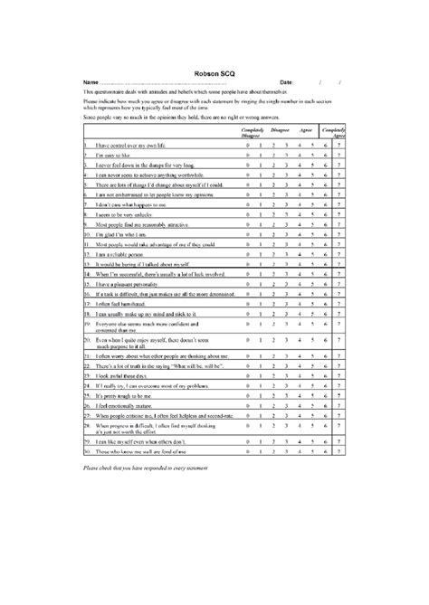 Robson Self-Concept Questionnaire - Comparative Education - Studocu