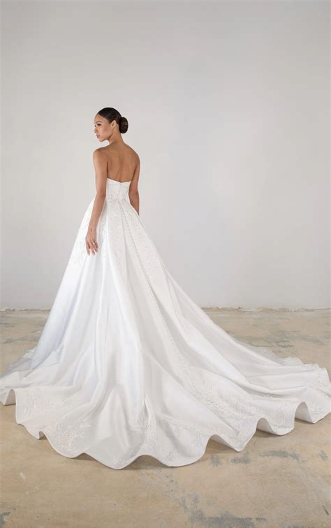 Martina Liana Luxe: Sophisticated Silk Fit-and-Flare Bridal Gown