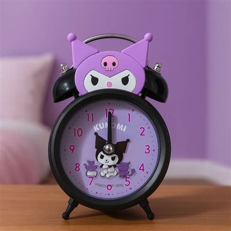 Cute Cartoon Kids Alarm Clock with Night Light, Silent Quartz, Purple