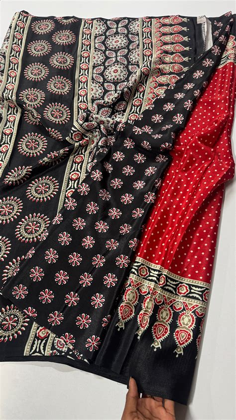 Casual Drape Crepe Fabric Ajrak Printed Saree-VARAHI116 – Sarees By Varahi