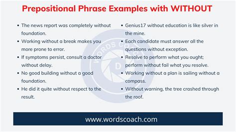 Prepositional Phrases with WITHOUT - Word Coach