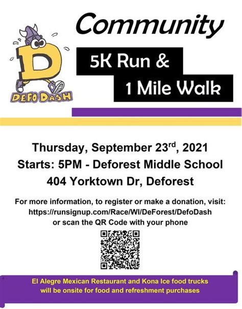 Defo Dash 5K & 1 Mile Race, Deforest Middle School, De Forest, 23 ...