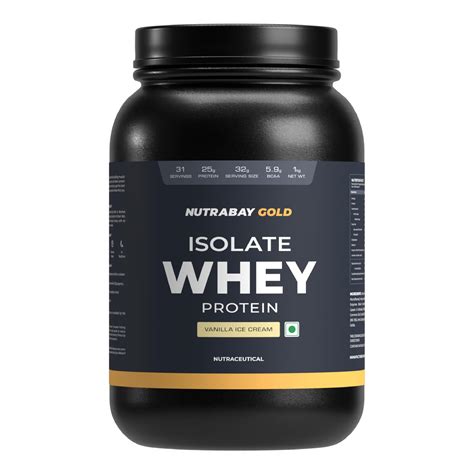 Nutrabay Gold Whey Protein Isolate Powder - 1kg, Vanilla Ice Cream ...