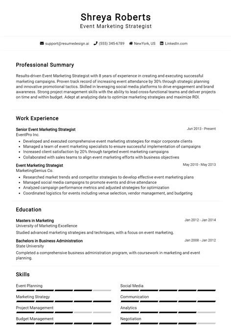 16 Event Marketing Strategist Resume Examples And Templates for 2024 ...