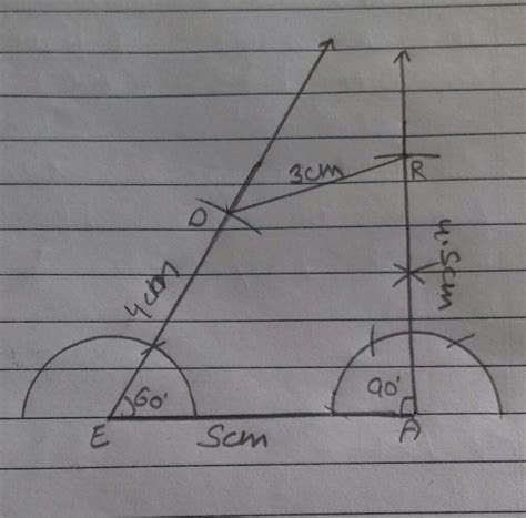 [Answered] construct a quadrilateral DEAR, DE=4cm,EA=5cm,AR=4.5cm,angle ...