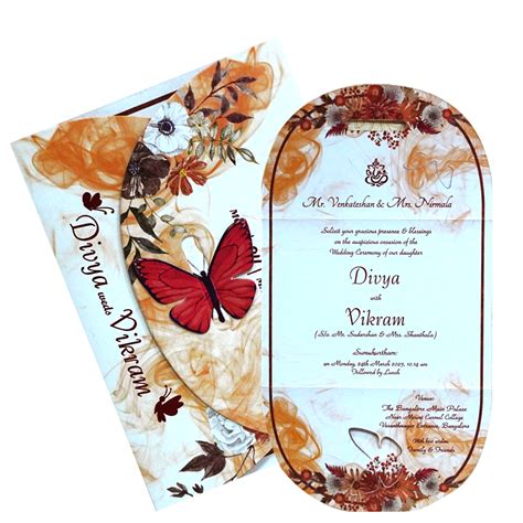 Orange Butterfly Invitation Card| King of Cards