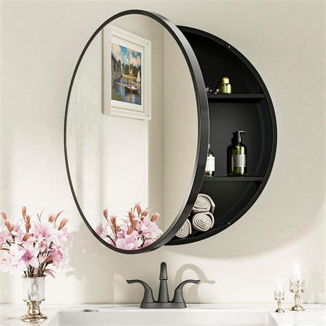 Amazon.com: Keonjinn 30 in Round Black Medicine Cabinets with Mirror ...
