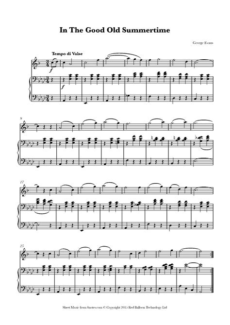 George Evans - In The Good Old Summertime Sheet music for Saxophone ...